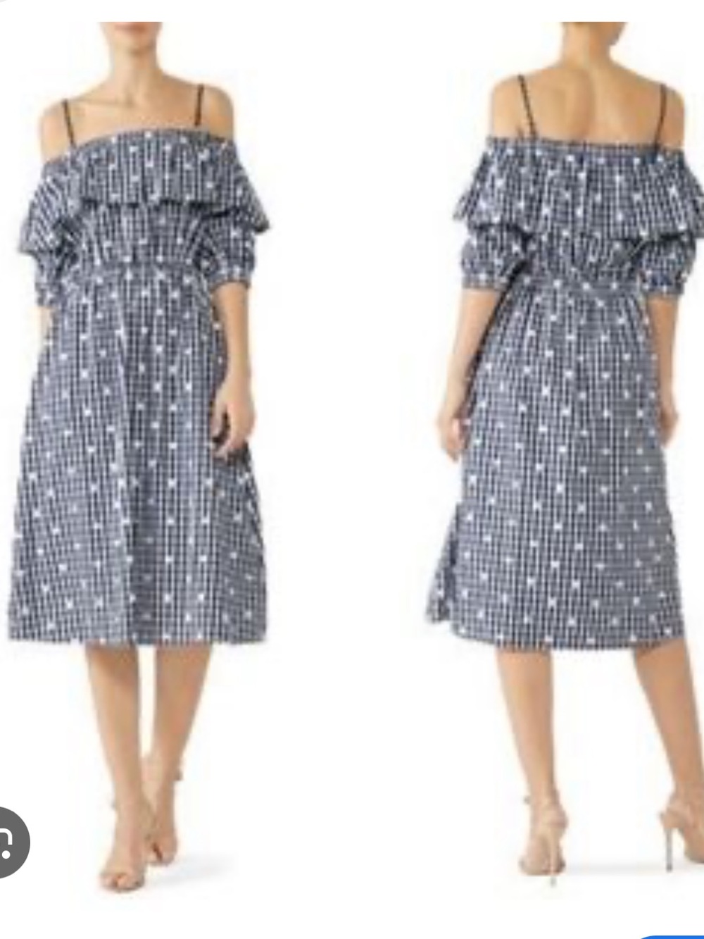 Perseverance Off-Shoulder Gingham Midi Dress i